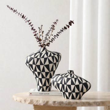 Triangular hand-painted vase A