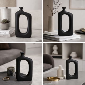 Square wooden vase-black