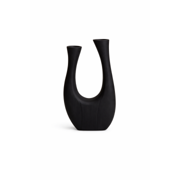 U-shaped wooden vase-black