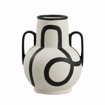 Hand-painted vase  with black mouth